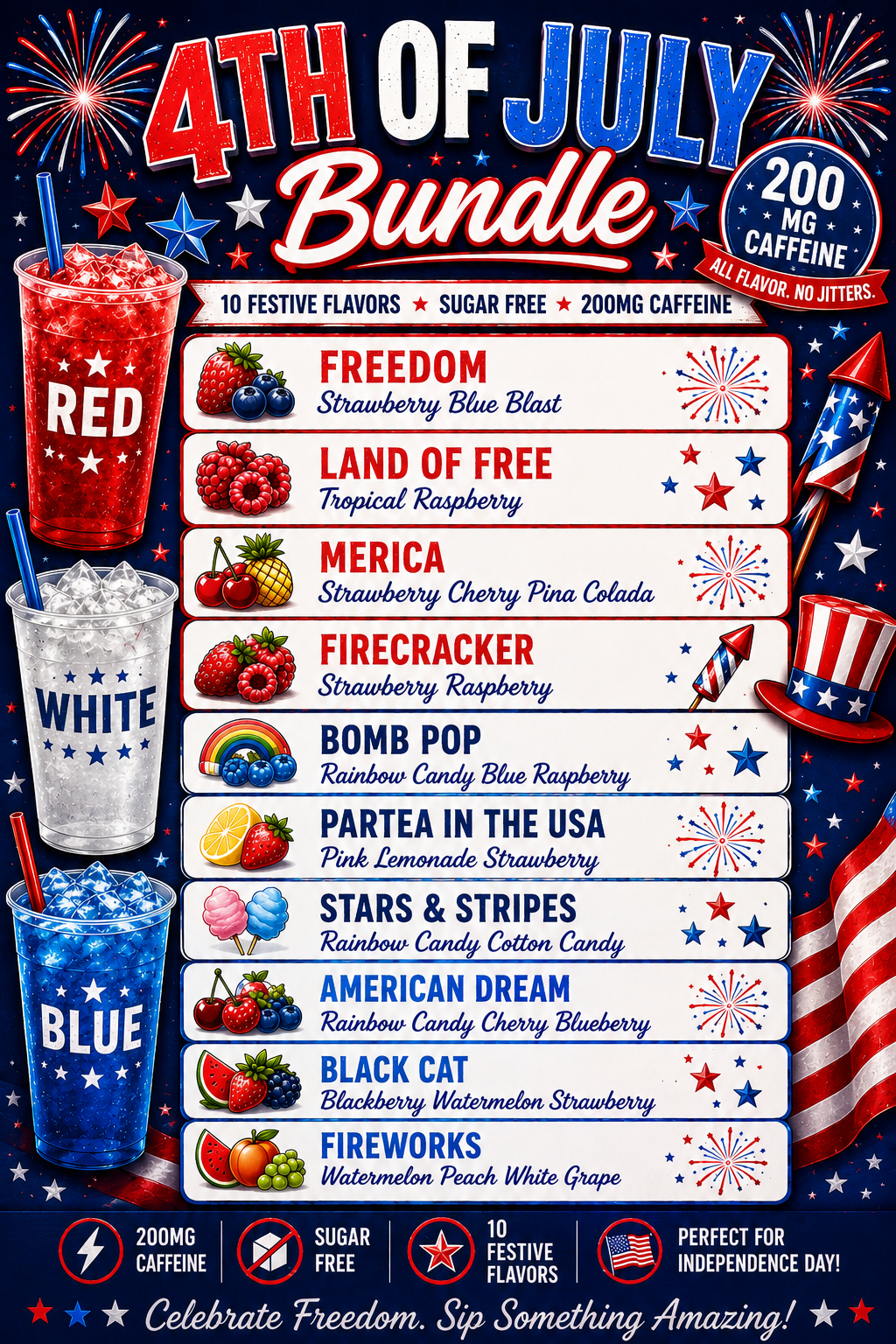 ๐บ๐ธ๐ 4TH OF JULY LOADED TEA BUNDLE ๐๐บ๐ธ
10 loaded tea 200 MG
ย Single Serving