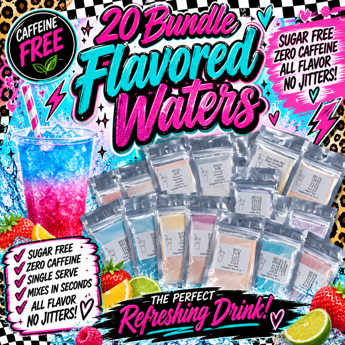 Bulk (20) flavored waters ZERO CAFFEINE *some maybe the same flavor * all randomly choosen