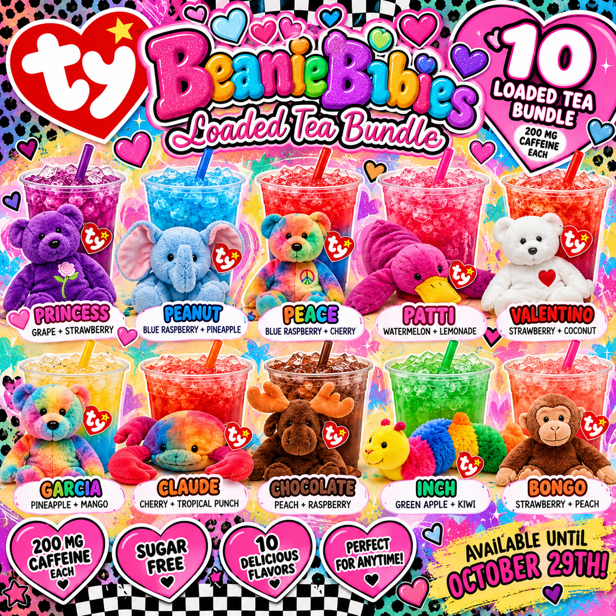 LOADED TEA BEANIE BABIES 10