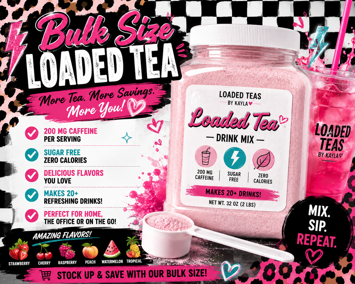 ✨ BULK SIZE LOADED TEA ✨
Love our Loaded Teas? Now you can enjoy your favorite flavors in our bulk-size container!