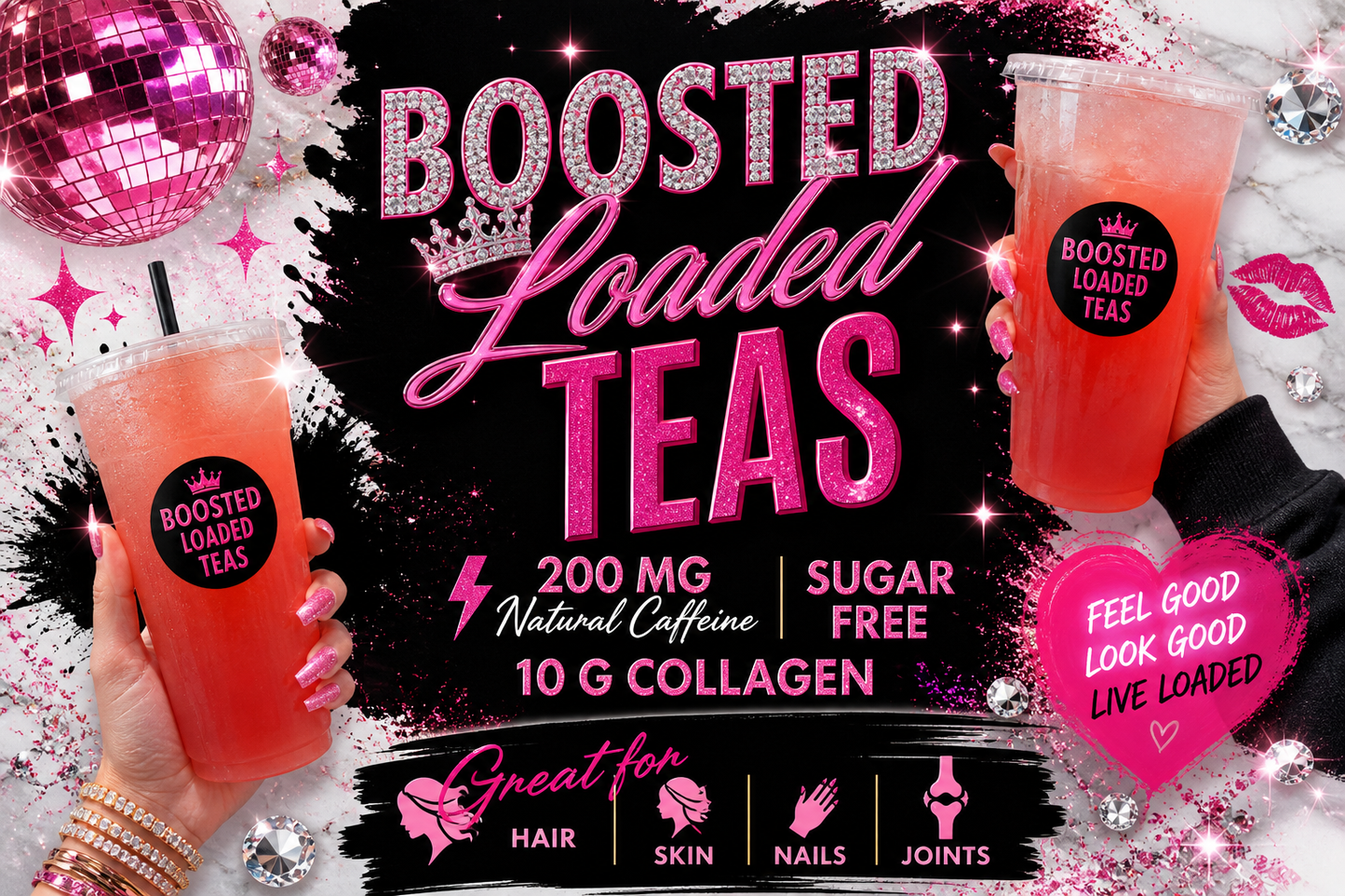 Boosted Loaded Tea boosted with Collagen, Protein, and Energy.