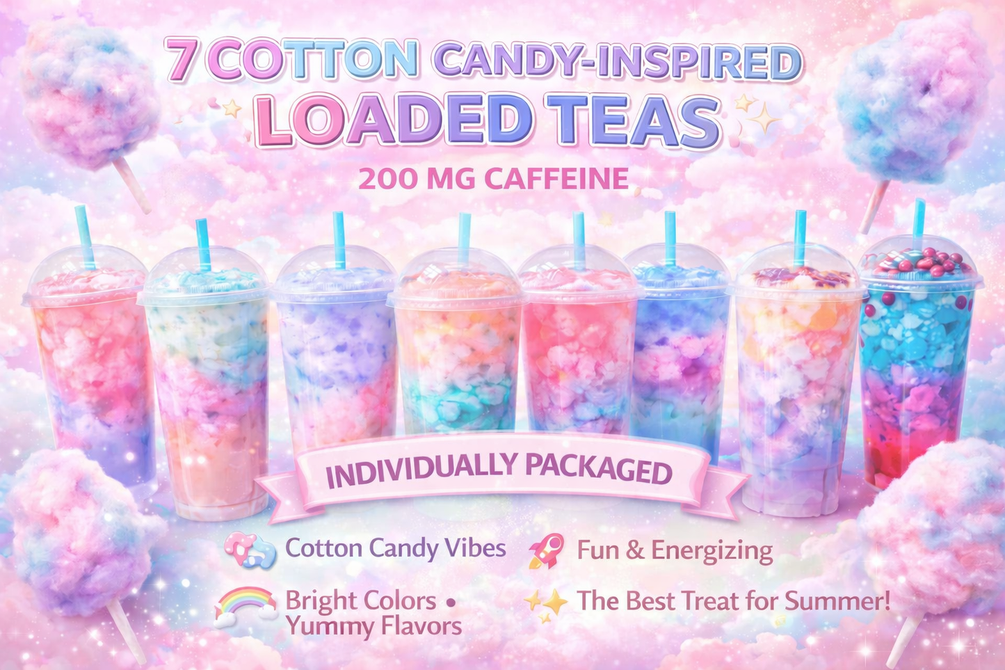 🍭  7 COTTON CANDY LOADED TEAS 🍭